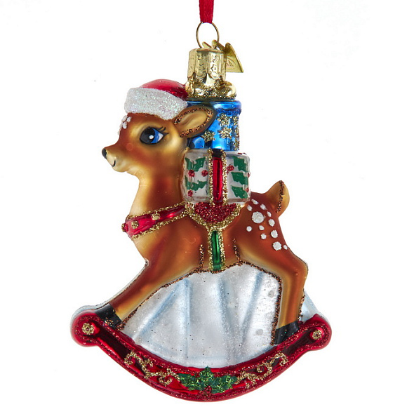 Елочная игрушка "Олень с подарками" 9,8 см