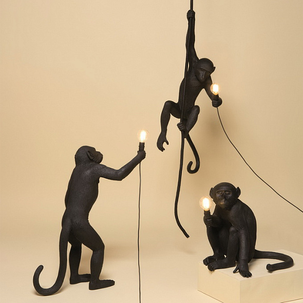 Лампа настольная Monkey Lamp Sitting  Outdoor 32 см, черная