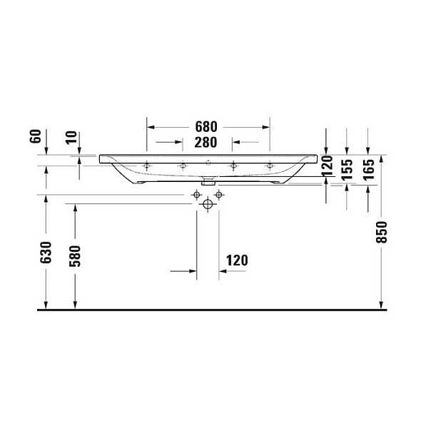 Раковина Duravit D-Neo 120х48 2367120024, подвесная, белая