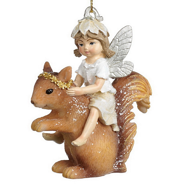 Игрушка на елку "Фея на белке" 9,5 см