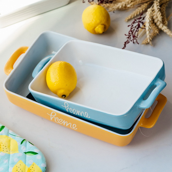 Форма для запекания Bistro Blossom 32х18, голубая