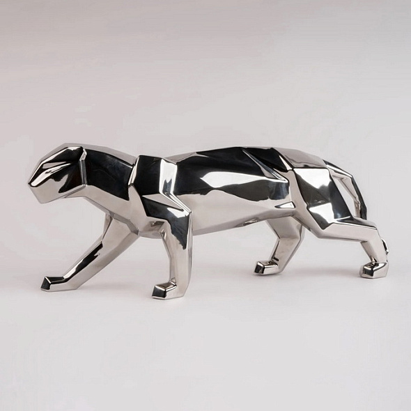 Статуэтка "Пантера оригами" 19х50х12 см, цвет серебро