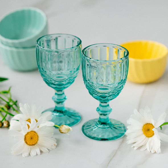 Бокал для вина Glass Madame 260 мл, цвет бирюзовый