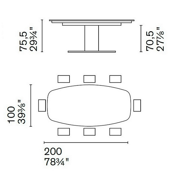 Стол Calligaris Cameo 200х100, Wild Gray