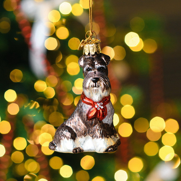 Новогодняя игрушка "Шнауцер" 9 см