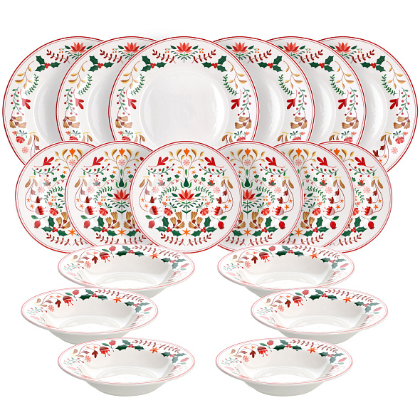 Набор посуды на 6 персон Winter Folk, 18 предметов