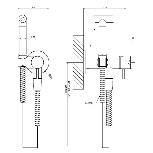 Смеситель для гигиенического душа Gessi 316 45130.708, брашированная медь PVD
