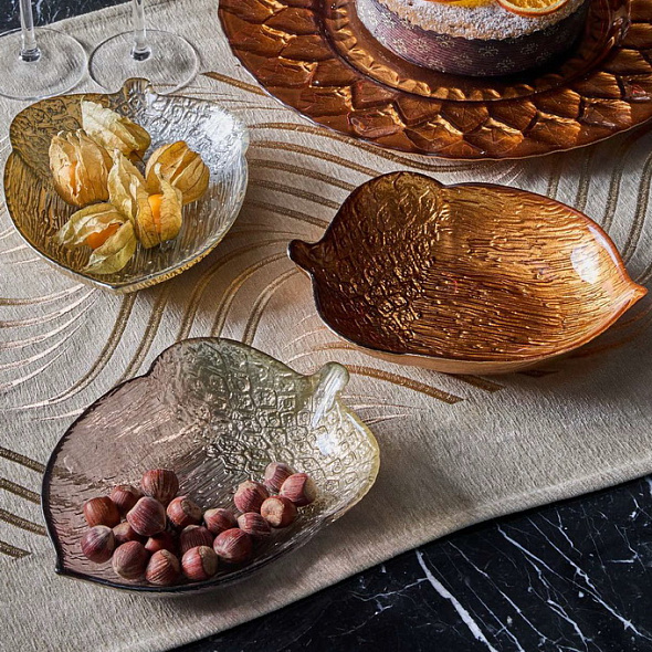 Блюдо "Желудь" 21х15 см, цвет янтарный