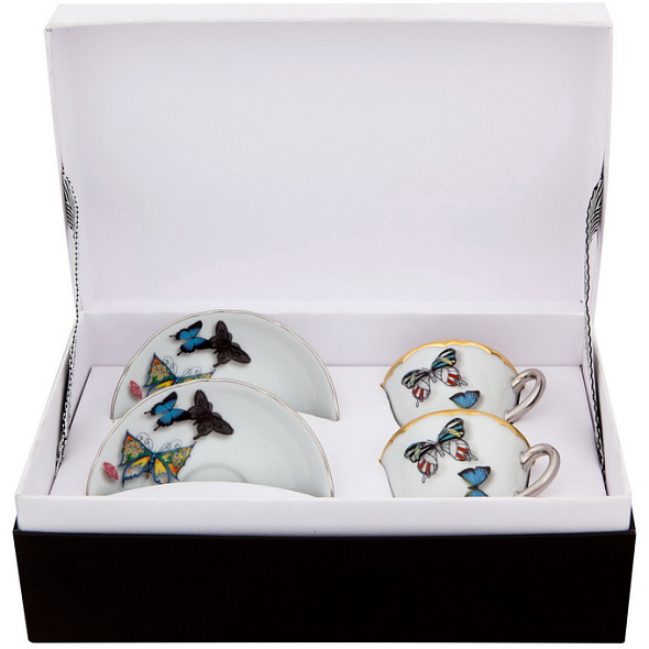 Набор чашек кофейных с блюдцами Butterfly Parade 102 мл, 4 предмета