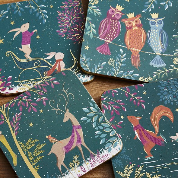 Набор подставок под кружку Woodland Tales 10,5х10,5 см, 4 шт