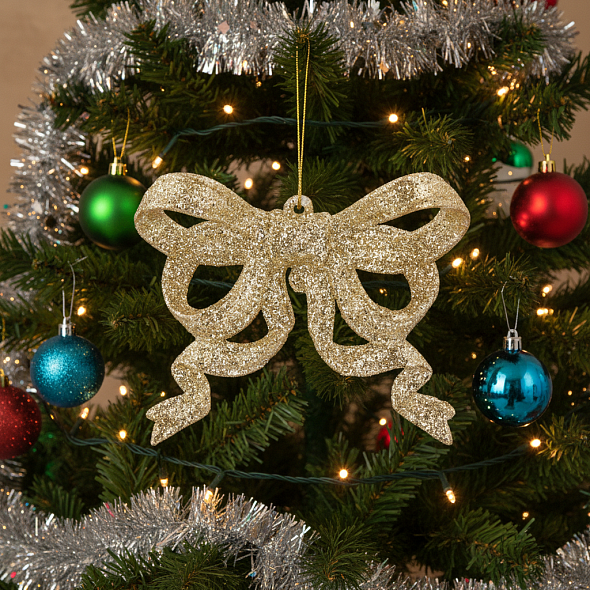 Елочная игрушка "Бант"8х9 см, цвет золото