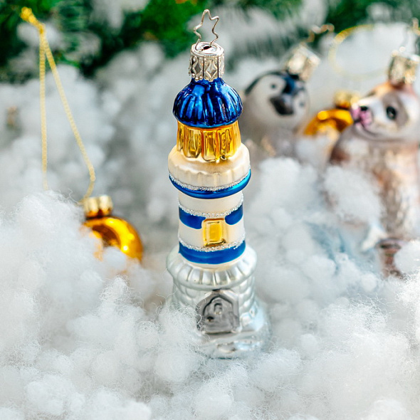 Новогодняя игрушка "Маяк" 12,5 см, цвет синий