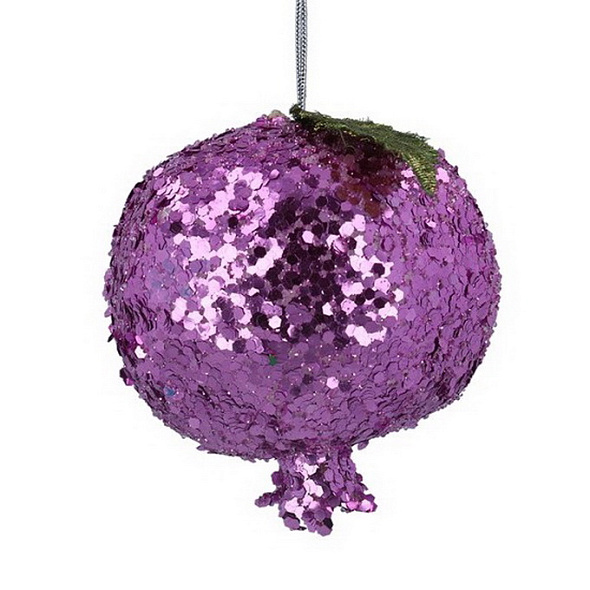 Новогодняя игрушка "Сияющий гранат" 9 см, фиолетовая
