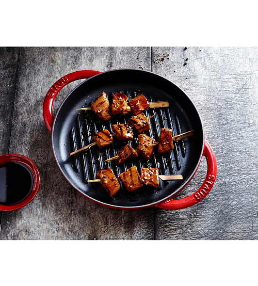 Сковорода-гриль круглая с двумя ручками Grills 22 см, вишневая