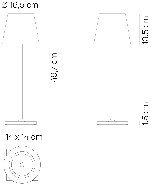 Лампа настольная Zafferano Poldina L 49,7 см, темно-серая
