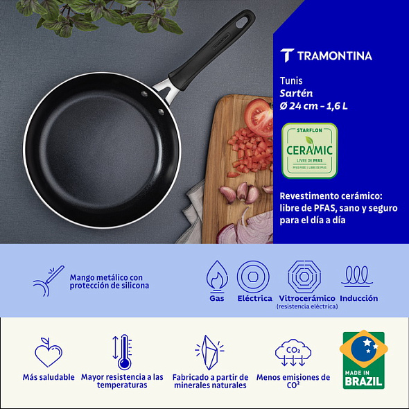 Сковорода Tramontina Tunis 24 см, синяя