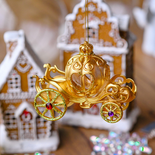 Елочная игрушка "Карета Золушки" 9х13 см, цвет золото