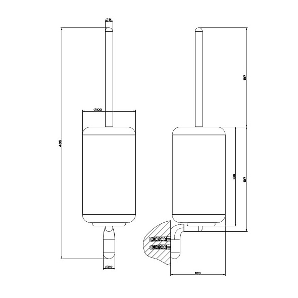 Ершик для туалета Gessi Goccia 38019.147, белый/брашированный хром