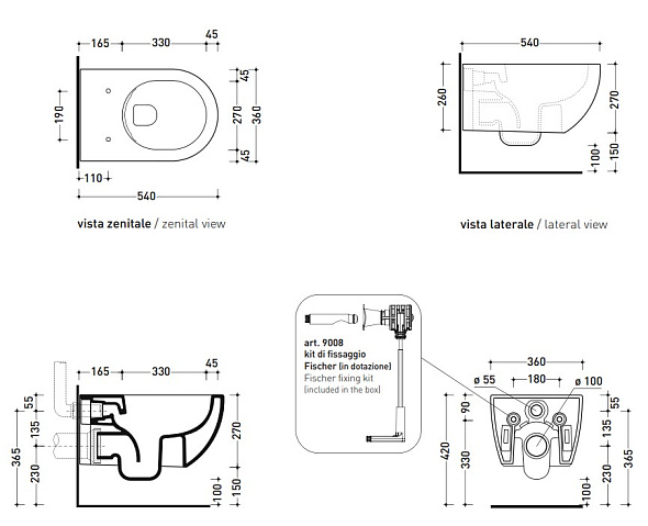 Унитаз подвесной Flaminia App, 54х36,  с сиденьем, Petrolio