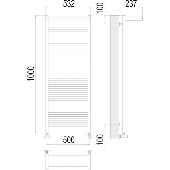 Полотенцесушитель Terminus Аврора 100х53, с полкой, водяной, хром