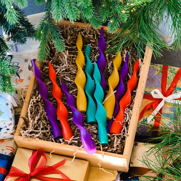 Набор свечей спиральных Gisela Graham, 2 шт, зеленый