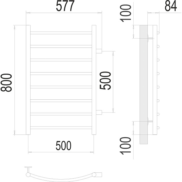 Полотенцесушитель Terminus Классик 80х58, водяной, хром