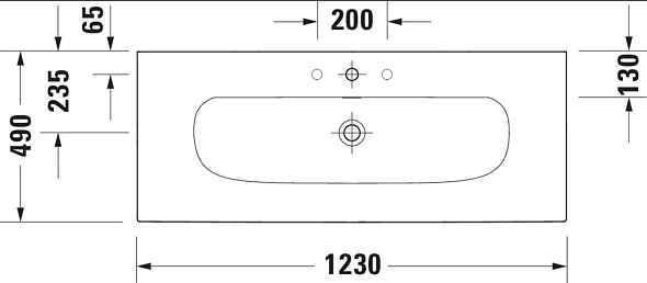Раковина подвесная Duravit Viu 123х49, WonderGliss, 23441200001