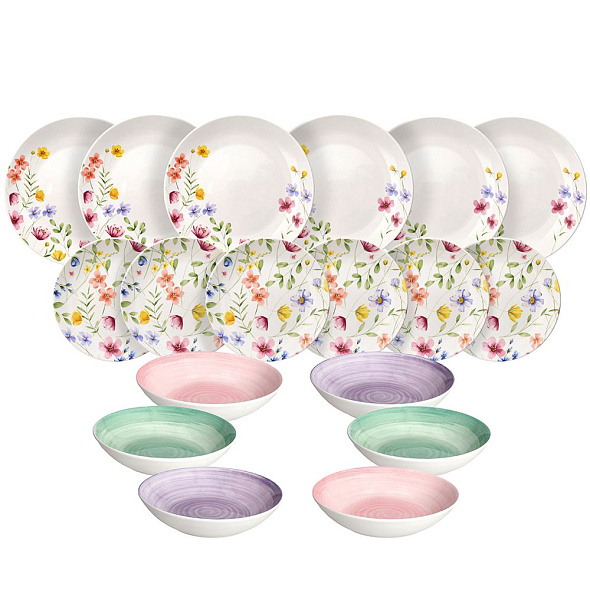 Набор посуды на 6 персон Madison Petals, 18 предметов