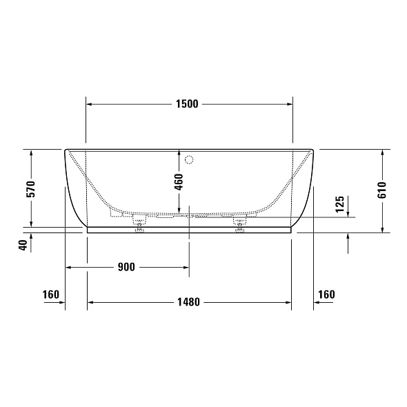 Ванна пристенная Duravit Luv 180х95, из камня DuraSolid®, матовая