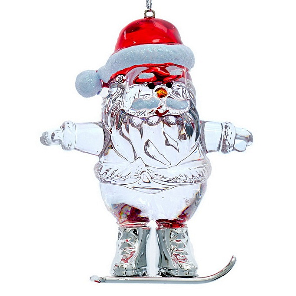 Елочная игрушка "Санта катается на лыжах" 11,4 см