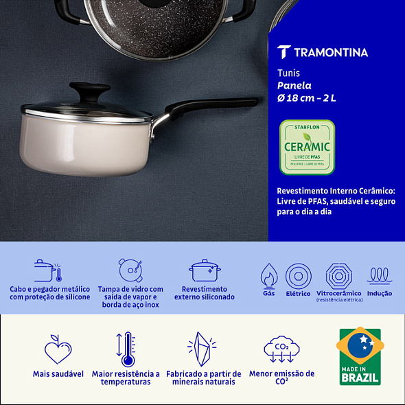 Ковш Tramontina Tunis 18 см, с крышкой, розовый