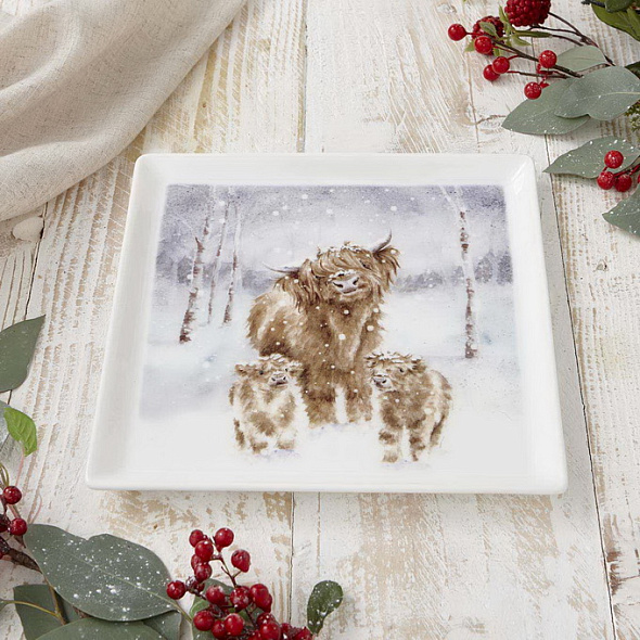 Блюдо квадратное "Корова" 23х23 см