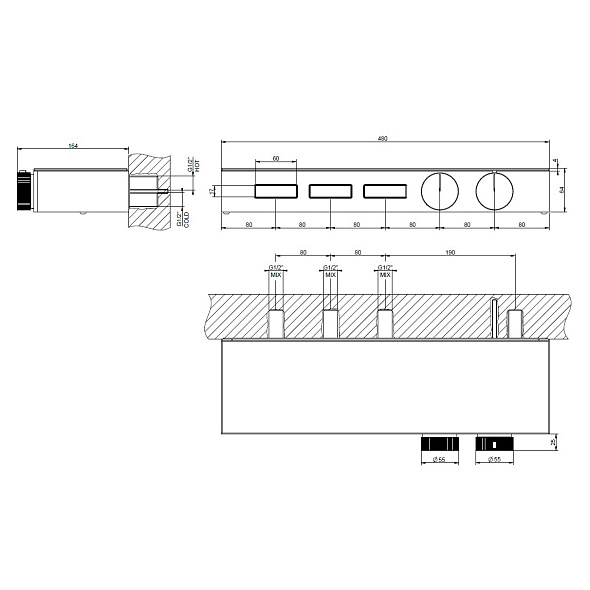 Внешняя часть Gessi HI-FI 63024.706 смесителя термостатического, черный PVD