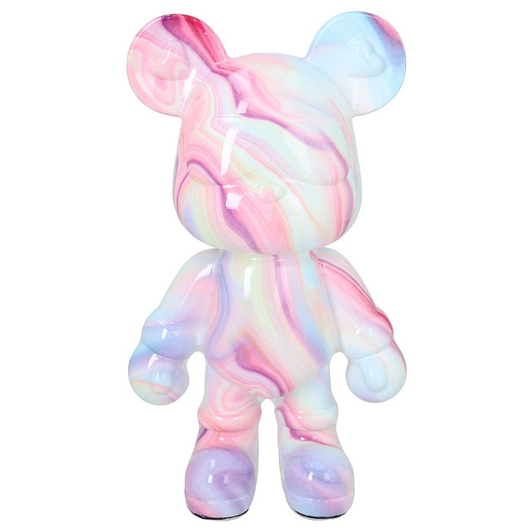 Фигурка-копилка декоративная "Медведь" 21 см, цвет розовый/фиолетовый