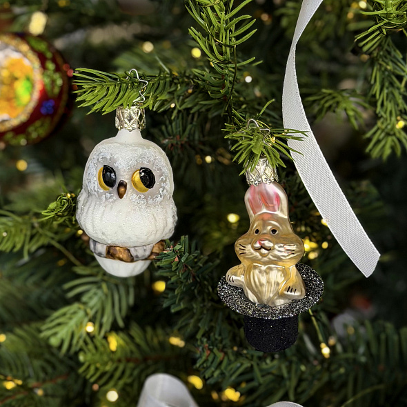 Елочная игрушка "Белый филин" 7 см