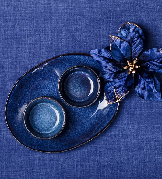 Пиала Bitz 10 см, цвет чёрный/синий