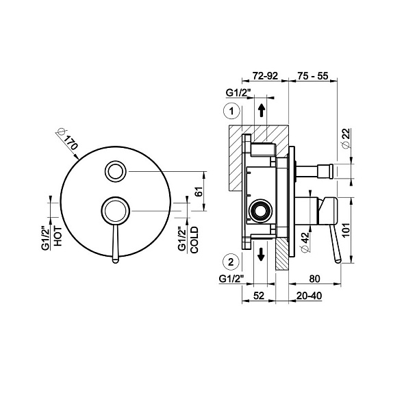 Внешняя часть Gessi Goccia 44678.031 смесителя для душа, хром
