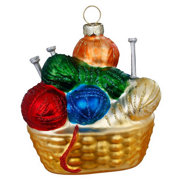 Елочная игрушка "Корзинка с нитками" 7,5 cм