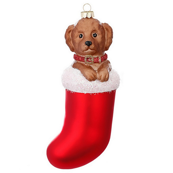 Елочная игрушка "Лабрадор в носке" 14 см