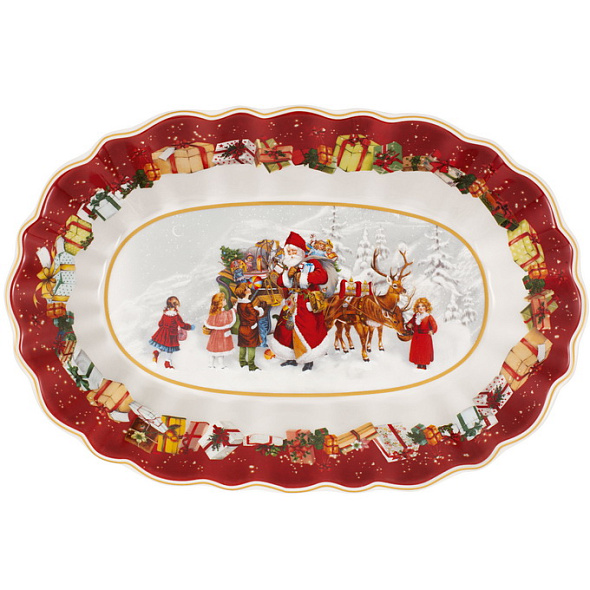 Блюдо овальное "Санта и дети" Toy’s Fantasy 29х19 см