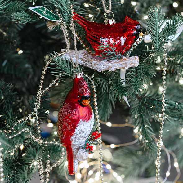 Елочная игрушка "Красный кардинал" 10 см, в ассортименте