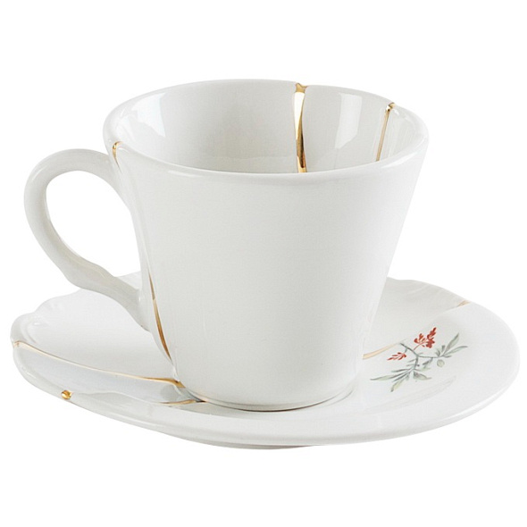 Чашка кофейная с блюдцем Kintsugi, декор 3