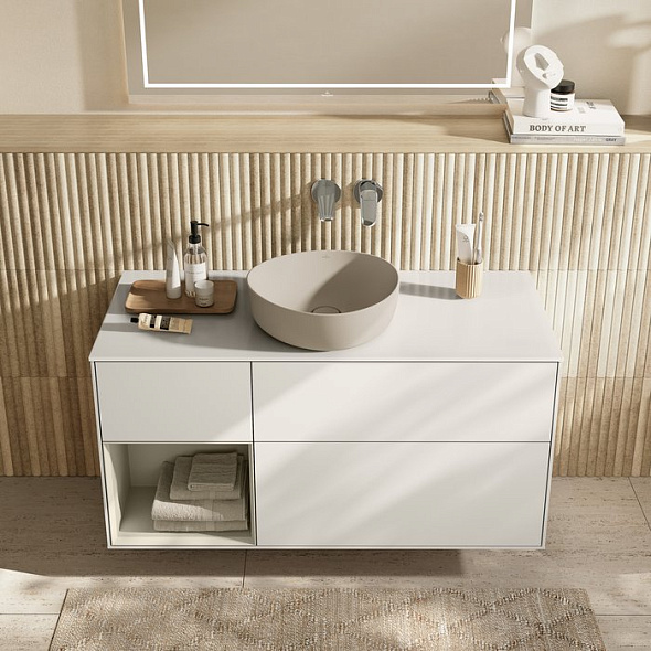 Раковина накладная Villeroy & Boch Antao 40х40, CeramicPlus, 4A7240AM, из TitanCeram, Almond