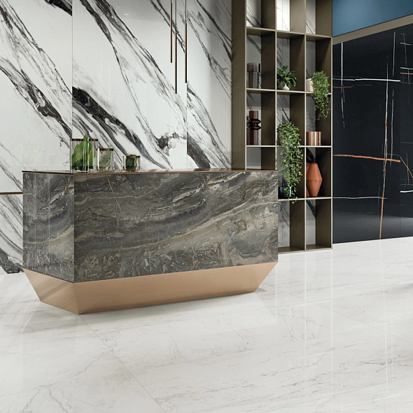 Керамогранит Italon Charme Deluxe 80х80 Naturale, Bianco Michelangelo, 9 мм