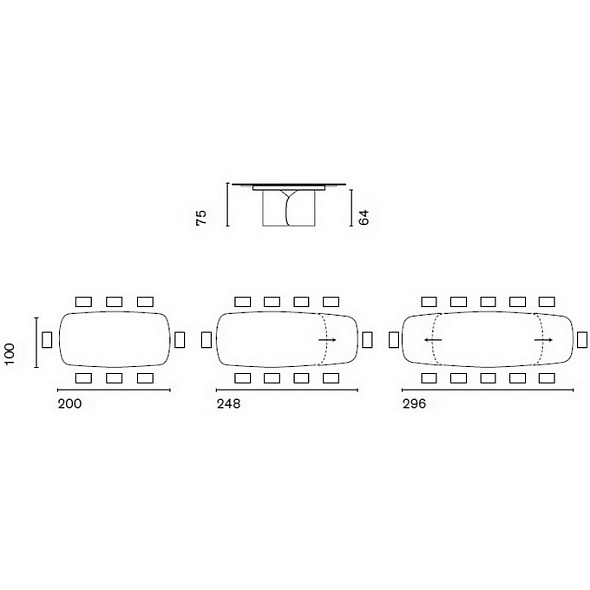 Стол обеденный Calligaris Twins 200(296)х100, Calacatta Paonazzo