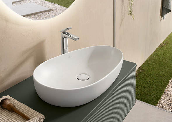 Раковина накладная Villeroy & Boch Antao 65х40, CeramicPlus,4A7465RW, из TitanCeram, Stone White