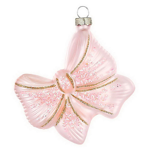 Елочная игрушка "Бант" 4,5 cм, розовая
