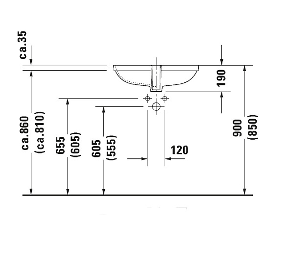 Раковина встраиваемая Duravit D-Code 56х40 0338560000