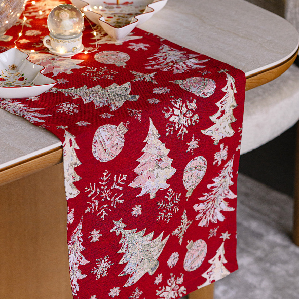 Скатерть-дорожка Crystal Tree 40х100 см, цвет бургунди