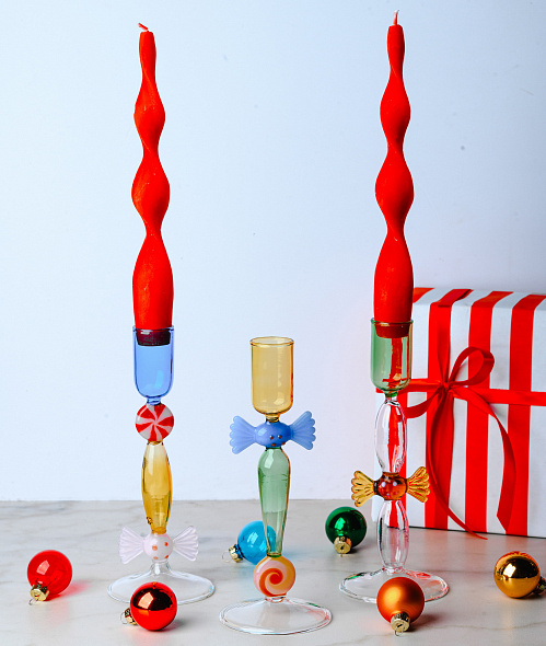 Подсвечник "Голубая конфета" Schiaccianoci 18х7 см